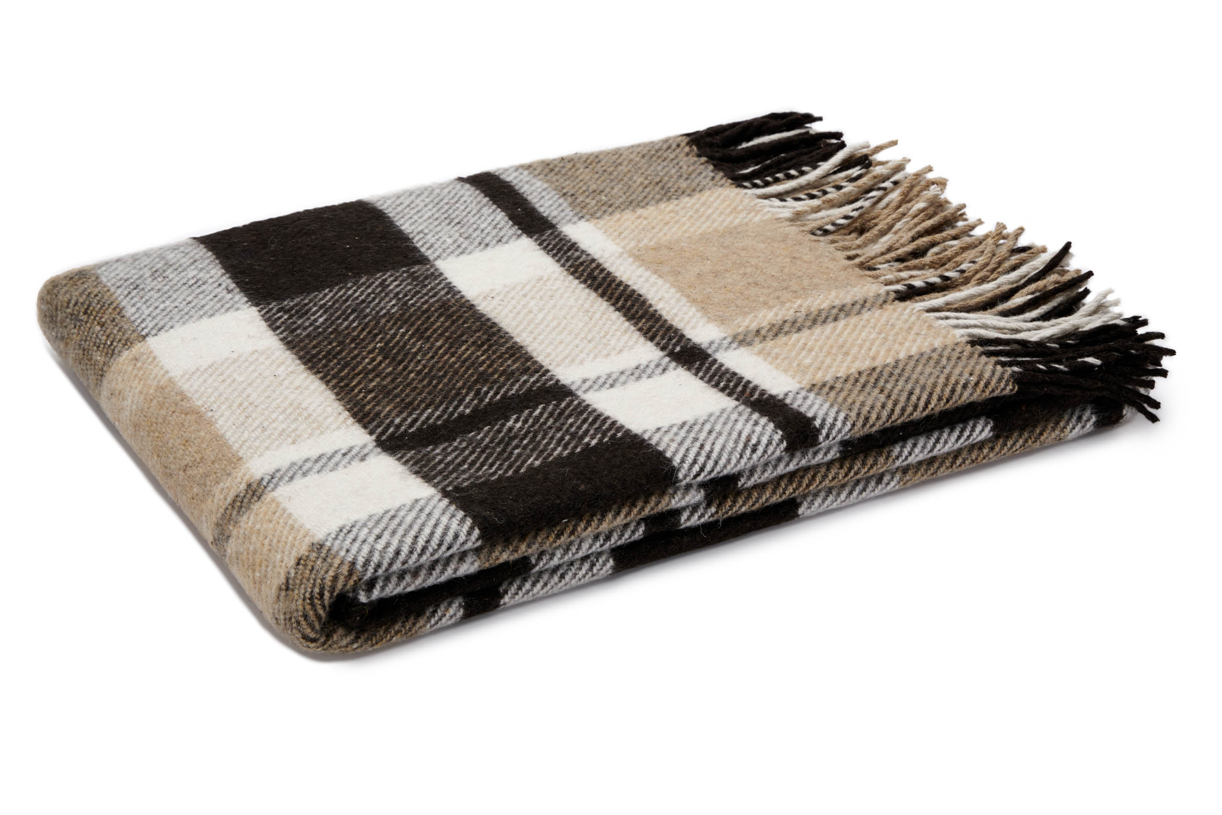 Recycled Wool Throw Klara Bianco Pantone4-4301 Camello Pantone6-1333 Marrone Pantone9-1314 Checks